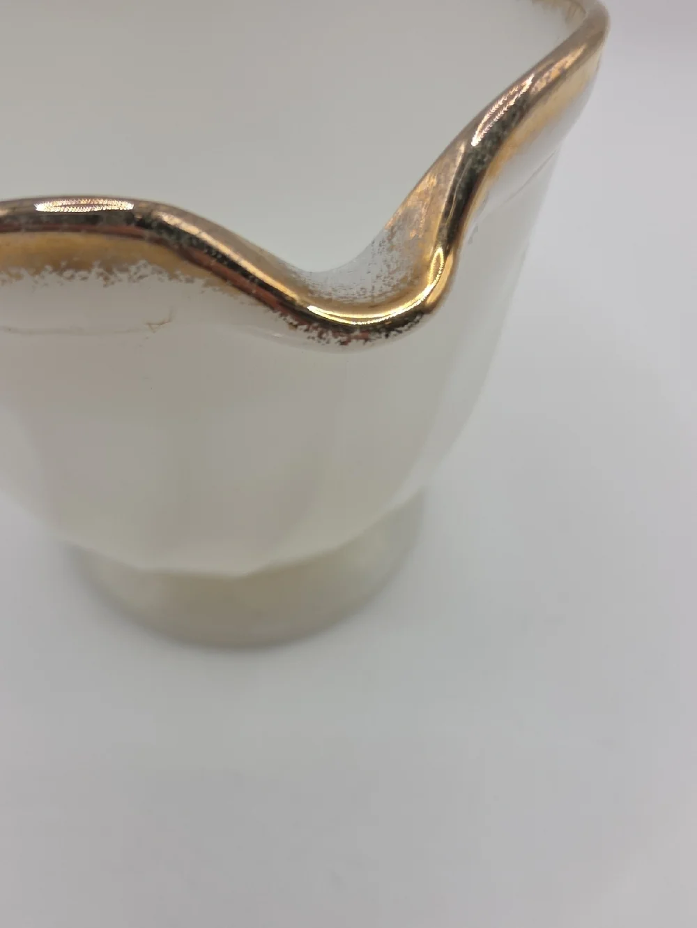 Fire King Milk Glass Creamer Gold Trim